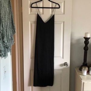 NWT black satin maxi dress